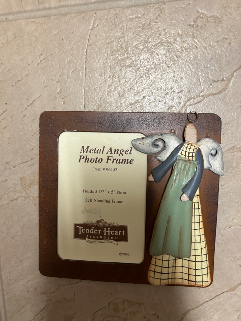 Tender Heart Metal Angel Photo Frame in Green and Cream